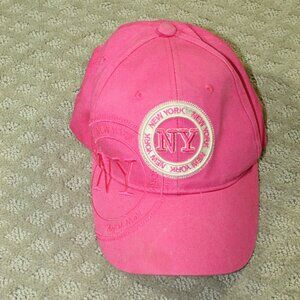 Robin Ruth NY New York Pink 100% Cotton Hook & Loop Adjustable Baseball Hat